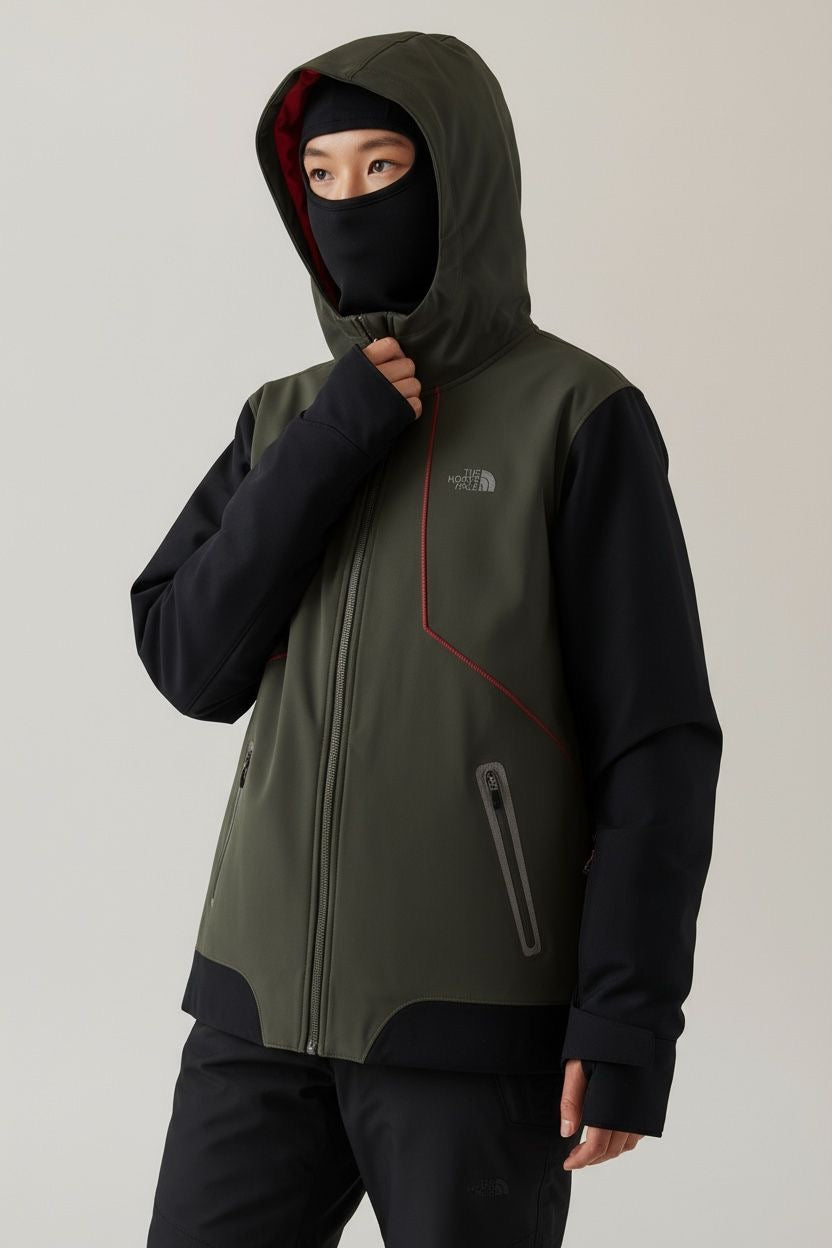 TNF CHAMARRA VERDE TELA GRUESA POCO RÍGIDA, COMO CORTAVIENTOS. XL DE DAMA.