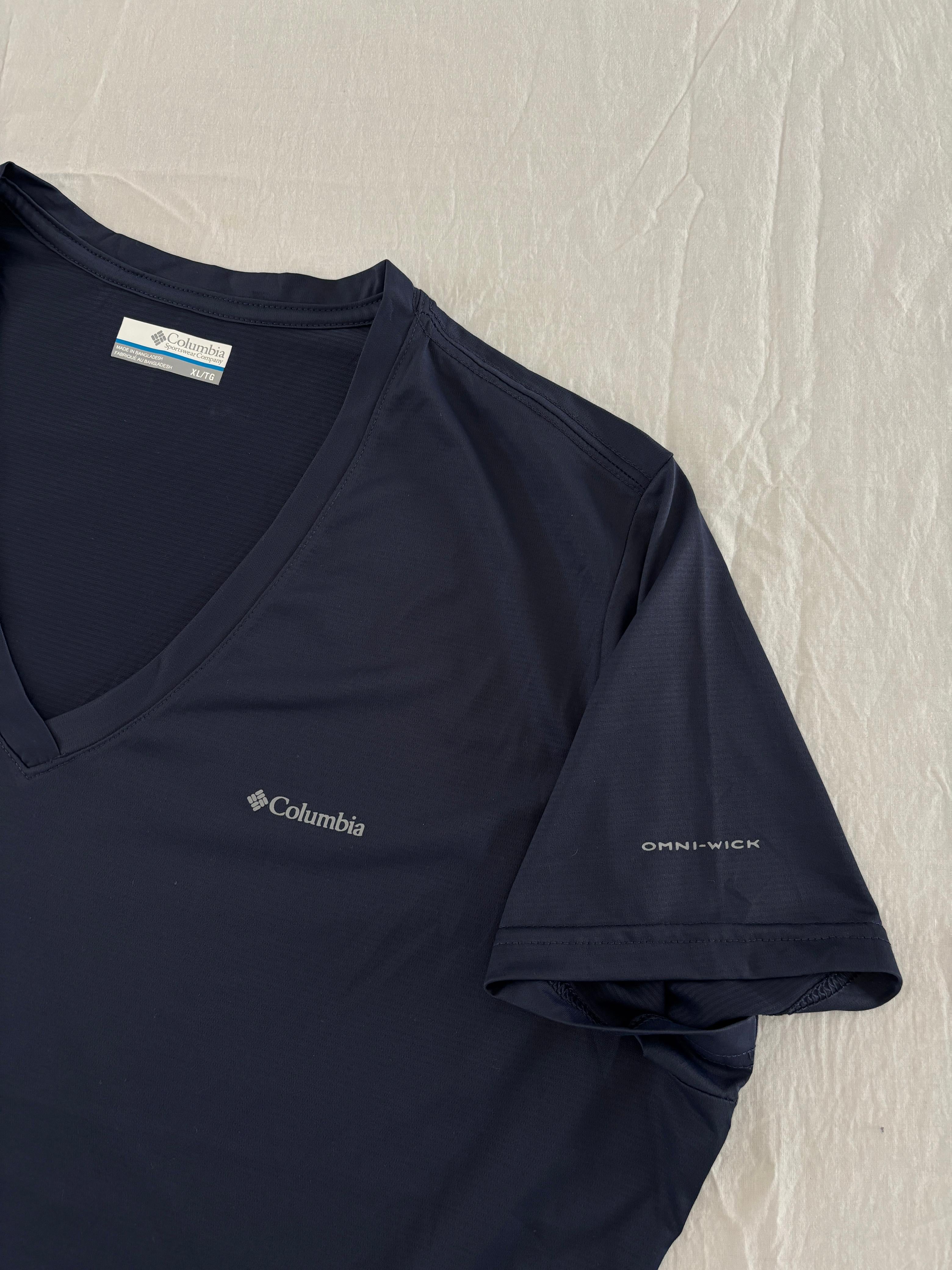 COLUMBIA BLUSA LIGERA AZUL OMNI WICK (SECADO RÁPIDO) XL DE DAMA.