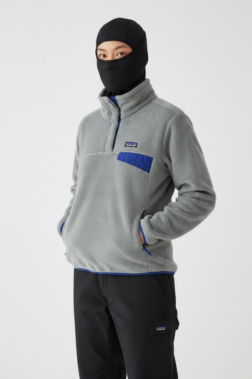 PATAGONIA GRIS/AZUL REY PELUCHE SUAVE. COMO NUEVO. L DE DAMA.