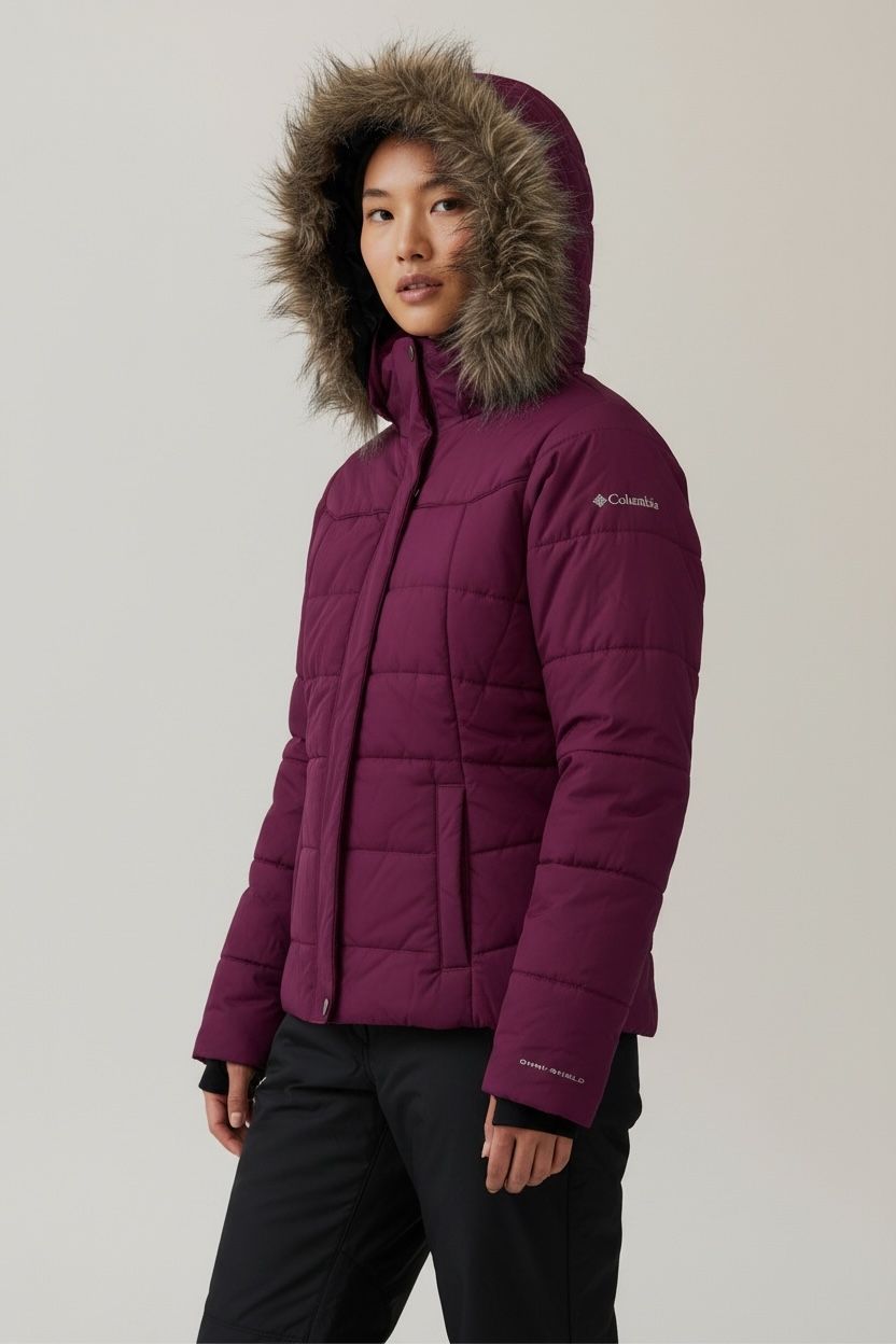 COLUMBIA MORADO BRUMOSO PARA FRÍO E IMPERMEABLE PARA LLUVIA LIGERA 💦 OMNI SHIELD. M DE DAMA.