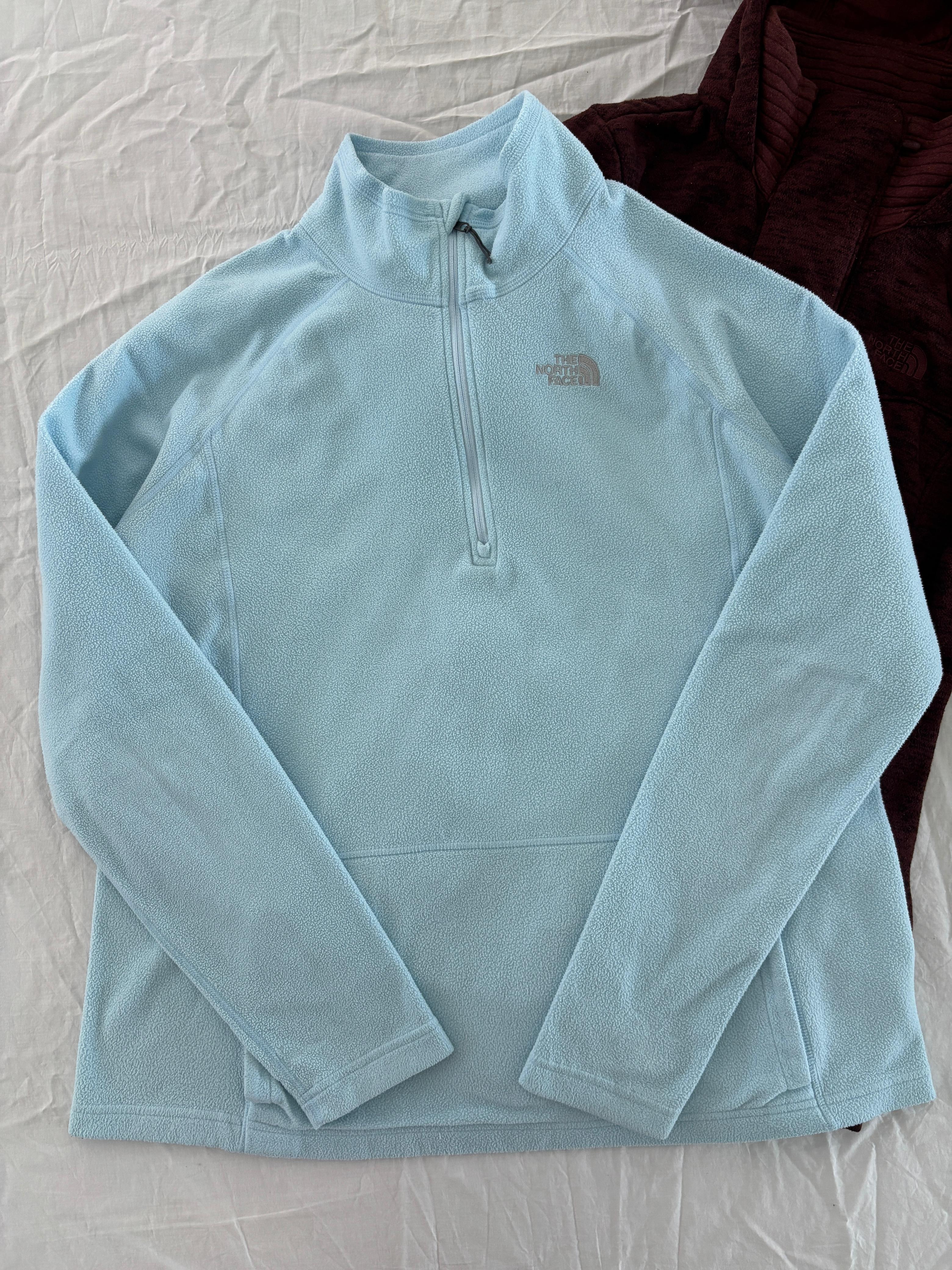 TNF FLEECE LIGERO AZUL DOBLE LOGO SIN DETALLE. XL DE DAMA.
