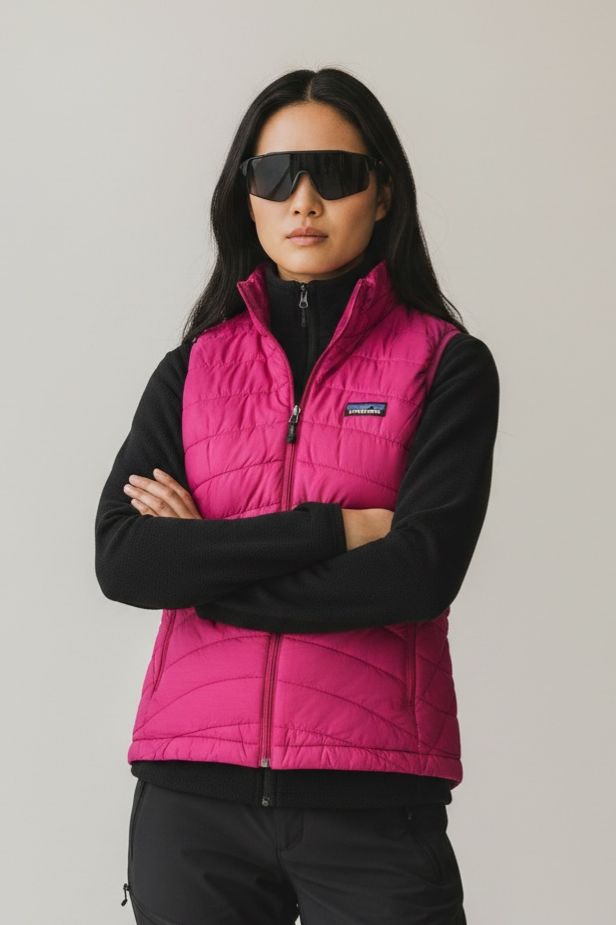 PATAGONIA ROSA DE PLUMA DE GANSO. MUY COMPRESIBLE QUE SE PUEDE HACER BOLSA. M DE DAMA.