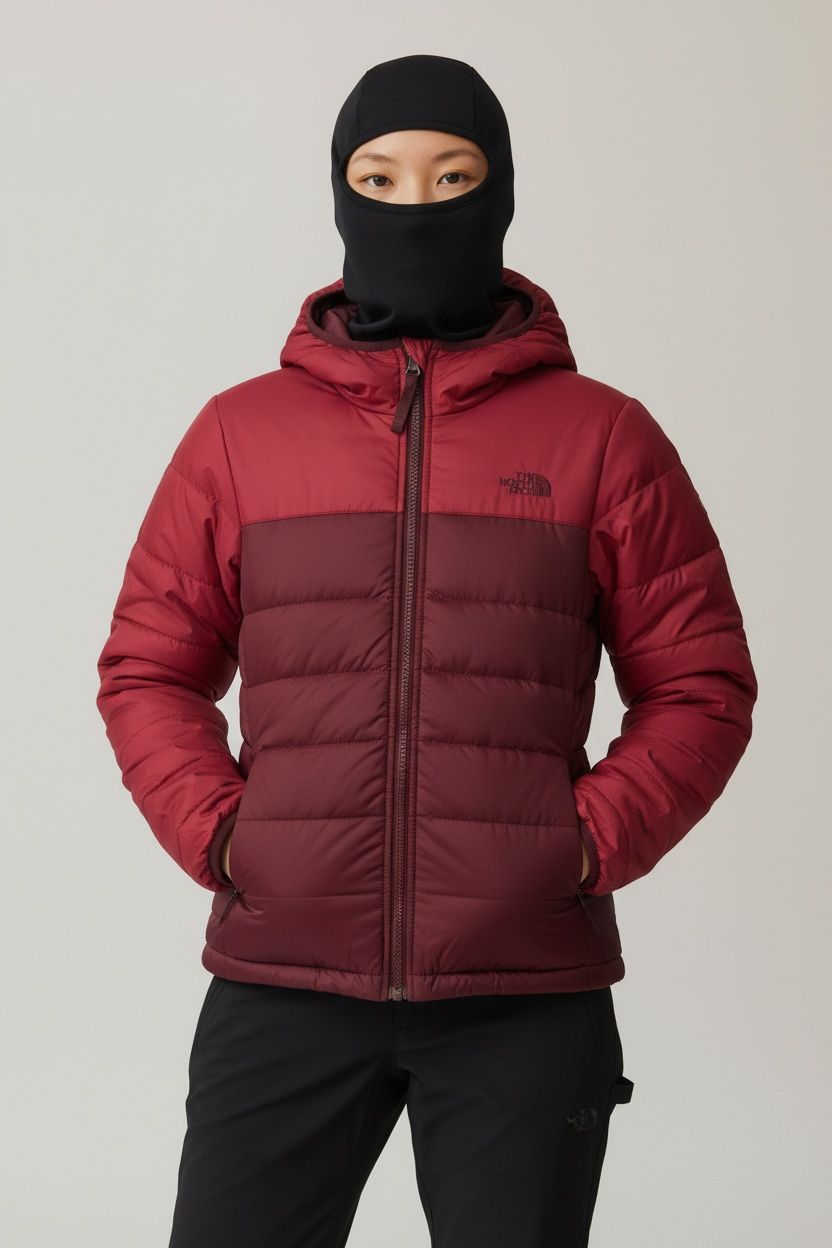 TNF ROJO DOBLE VISTA PLUMA DE 550. SIN DETALLE. COMPRESIBLE. XS DE DAMA.