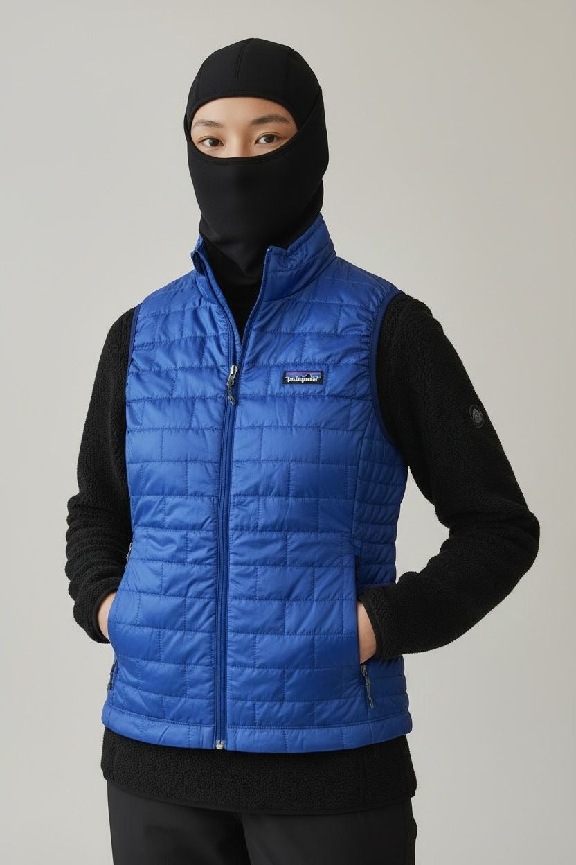 PATAGONIA CHALECO AZUL COMPRESIBLE PRIMALOFT “AISLAMIENTO TÉRMICO” COMPRESIBLE QUE SE HACE BOLSA. L DE DAMA.