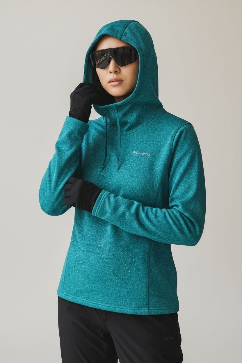 COLUMBIA HOODIE POLAR 2DA CAPA. SIN DETALLE. L DE DAMA.