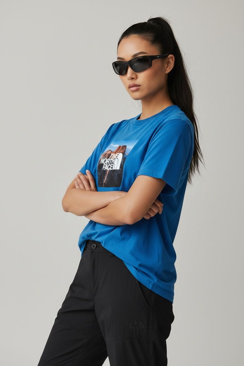 TNF AZUL NO TAN INTENSO TELA TIPO ALGODÓN. L DE DAMA.