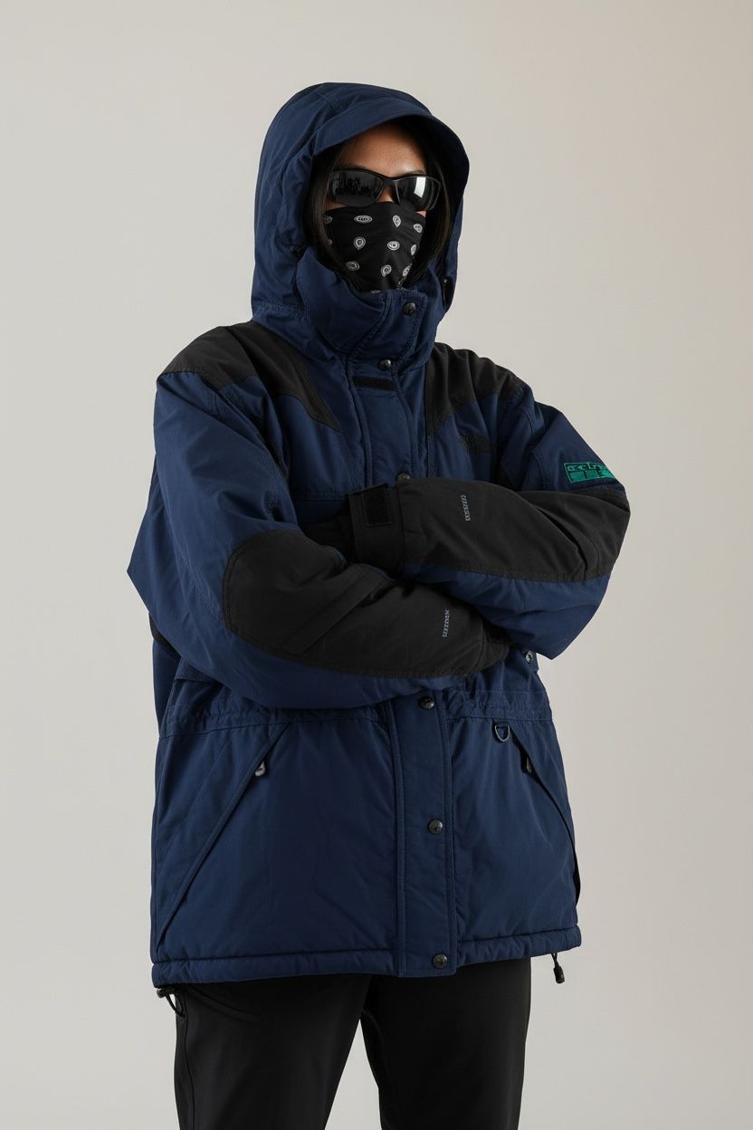 TNF AZUL CON NEGRO BRUMOSO Y CALIENTE IMPERMEABLE PARA NIEVE. L DE DAMA.