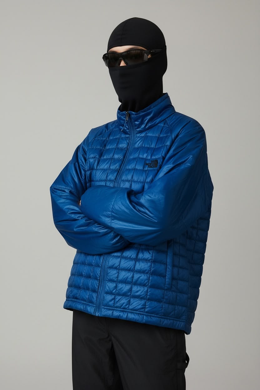 TNF 2DA CAPA AZUL THERMOBALL (no pierde su capacidad de abrigar si llueve o sudas. Muy ligera y compresible) COMO NUEVO. XXL DE DAMA.