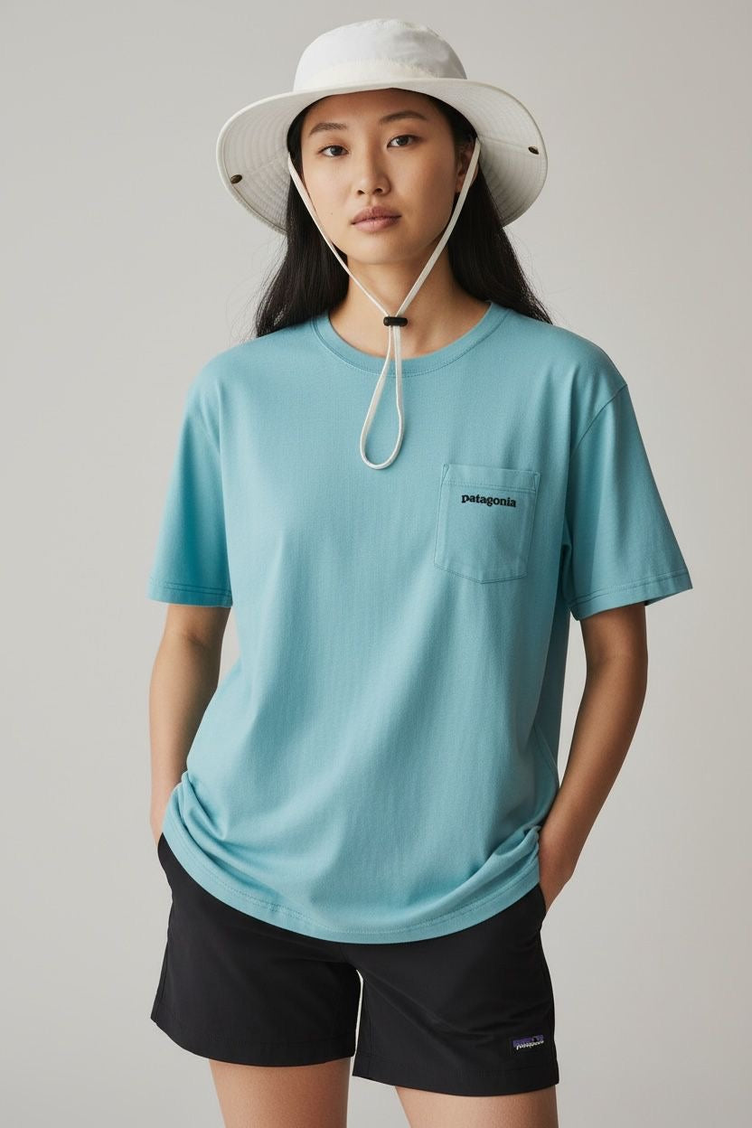 PATAGONIA T SHIRT DE ALGODÓN AZUL. XL DE DAMA.