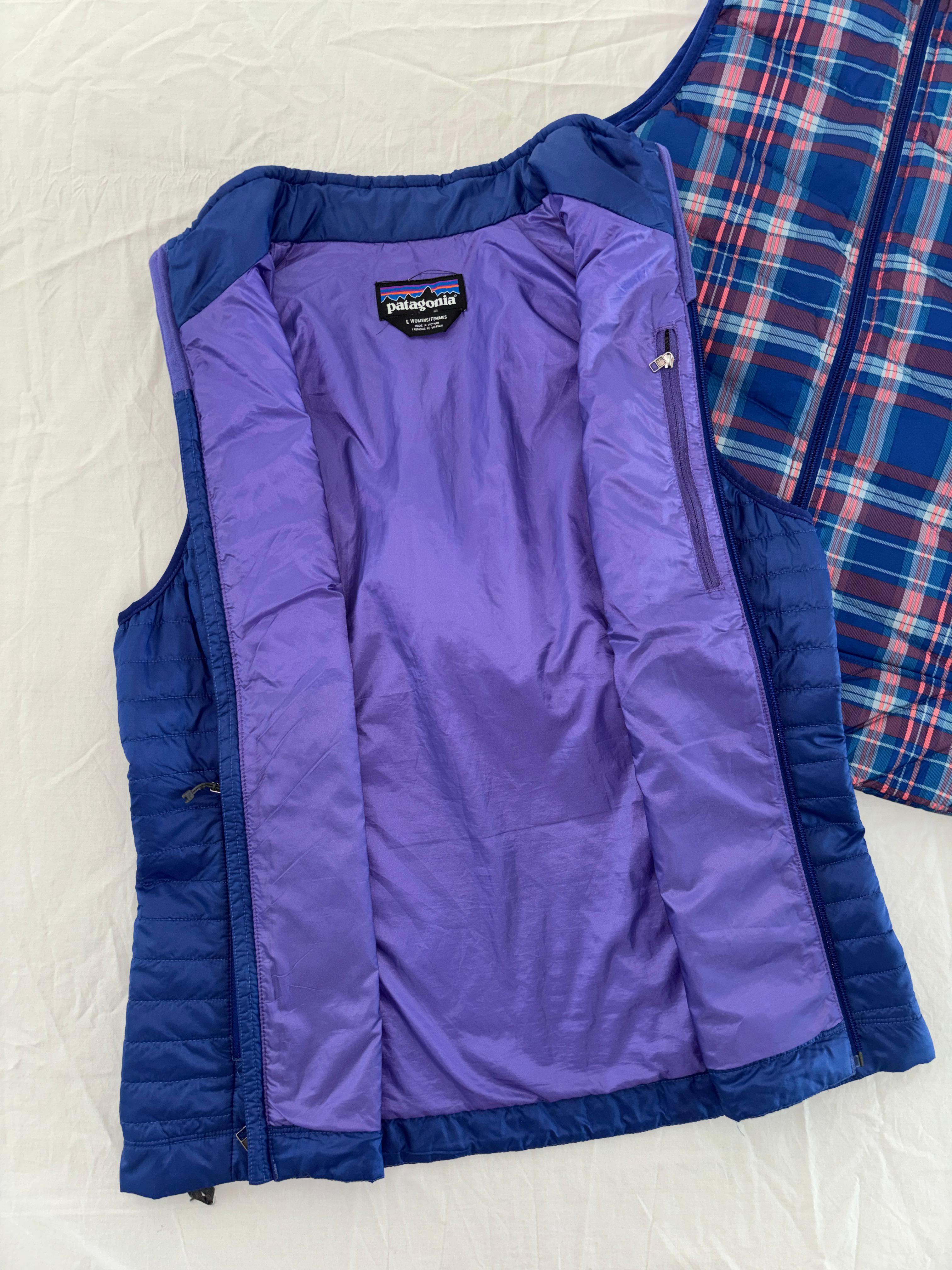 PATAGONIA CHALECO AZUL COMPRESIBLE PRIMALOFT “AISLAMIENTO TÉRMICO” COMPRESIBLE QUE SE HACE BOLSA. L DE DAMA.