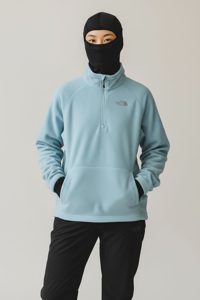 TNF FLEECE LIGERO AZUL DOBLE LOGO SIN DETALLE. XL DE DAMA.