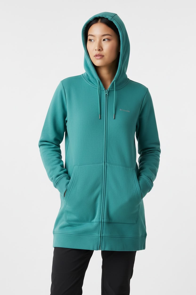 COLUMBIA HOODE MENTA LARGO. PEQUEÑO DETALLE. L DE DAMA.