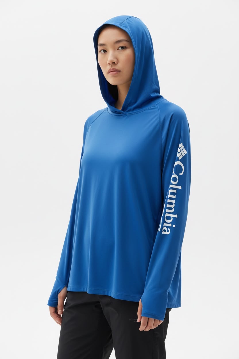 COLUMBIA AZUL OMNI SHADE ☀️ (PROTECCIÓN UVA Y UVB) SIN DETALLE. TELA LIGERA Y FRESCA. XL DE DAMA.