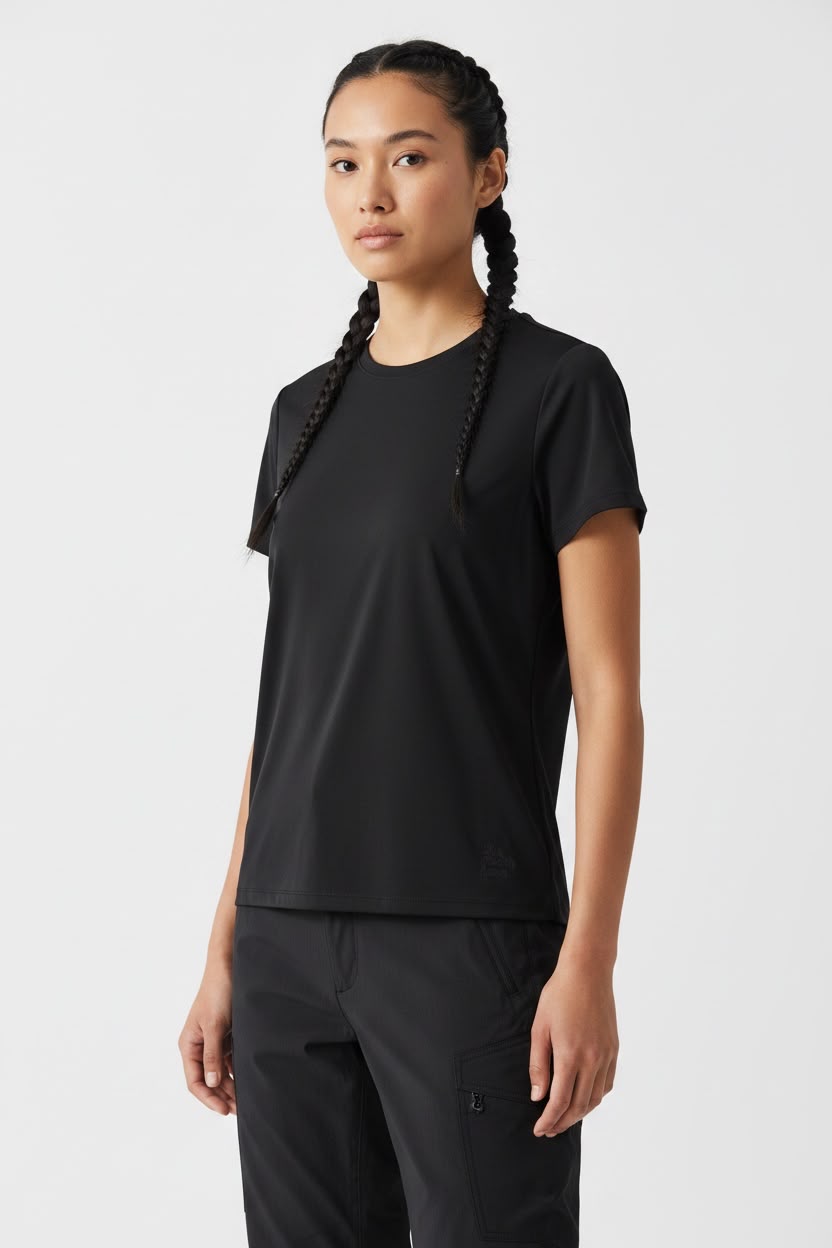 TNF T SHIRT NEGRO PARA SENDERISMO. TELA FRESCA. M DE DAMA.