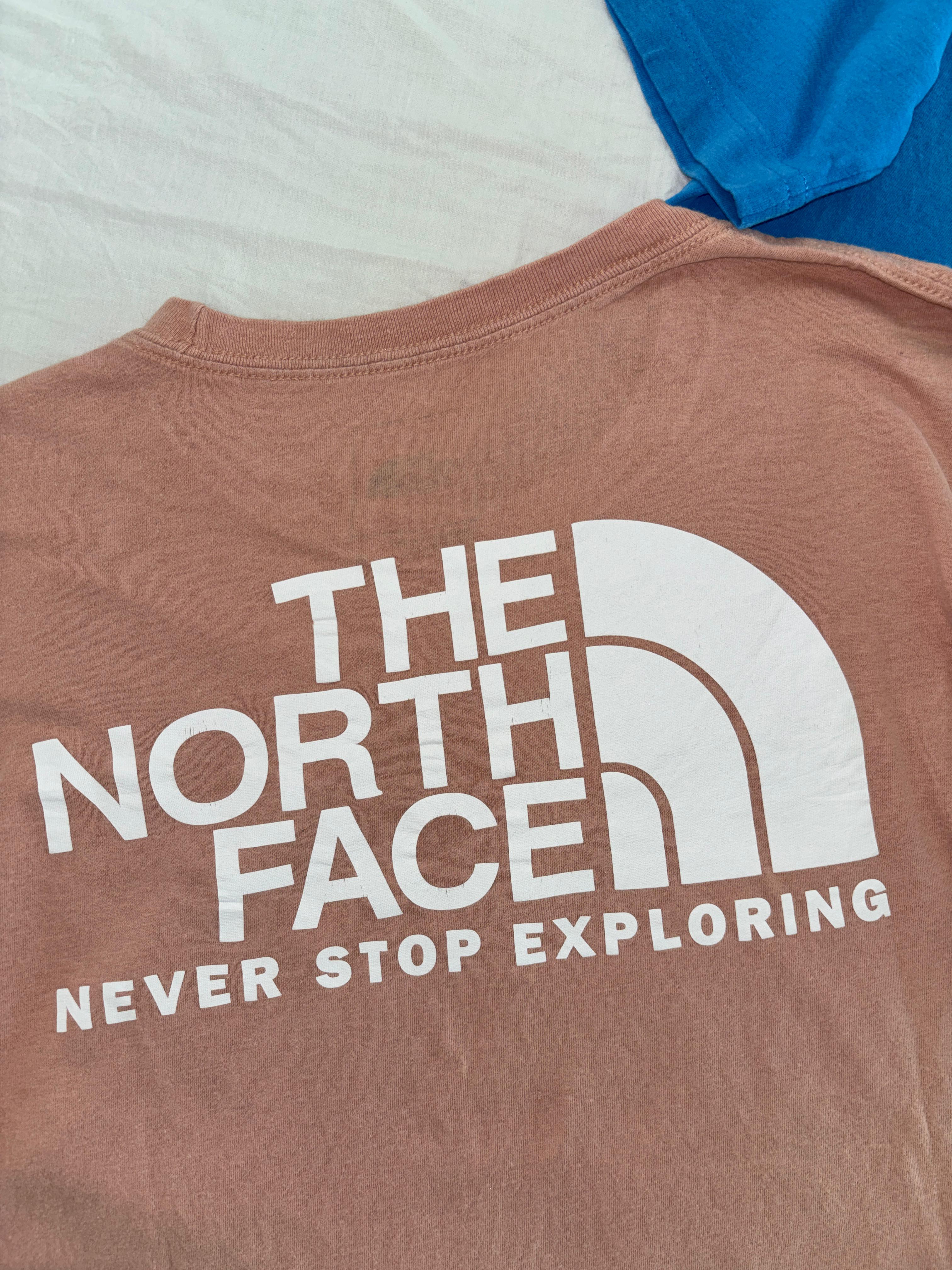 TNF ROSA TELA TIPO ALGODÓN LETRAS POCO CRAQUEADAS. L DE DAMA.