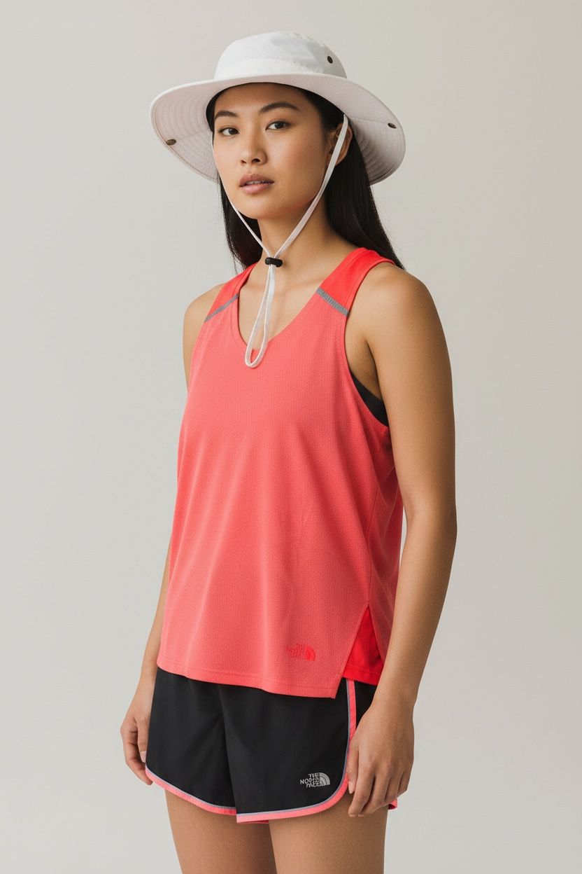 TNF CAMISETA NARANJA NEÓN. TIENE JUEGO CON UN SHORT. M DE DAMA.