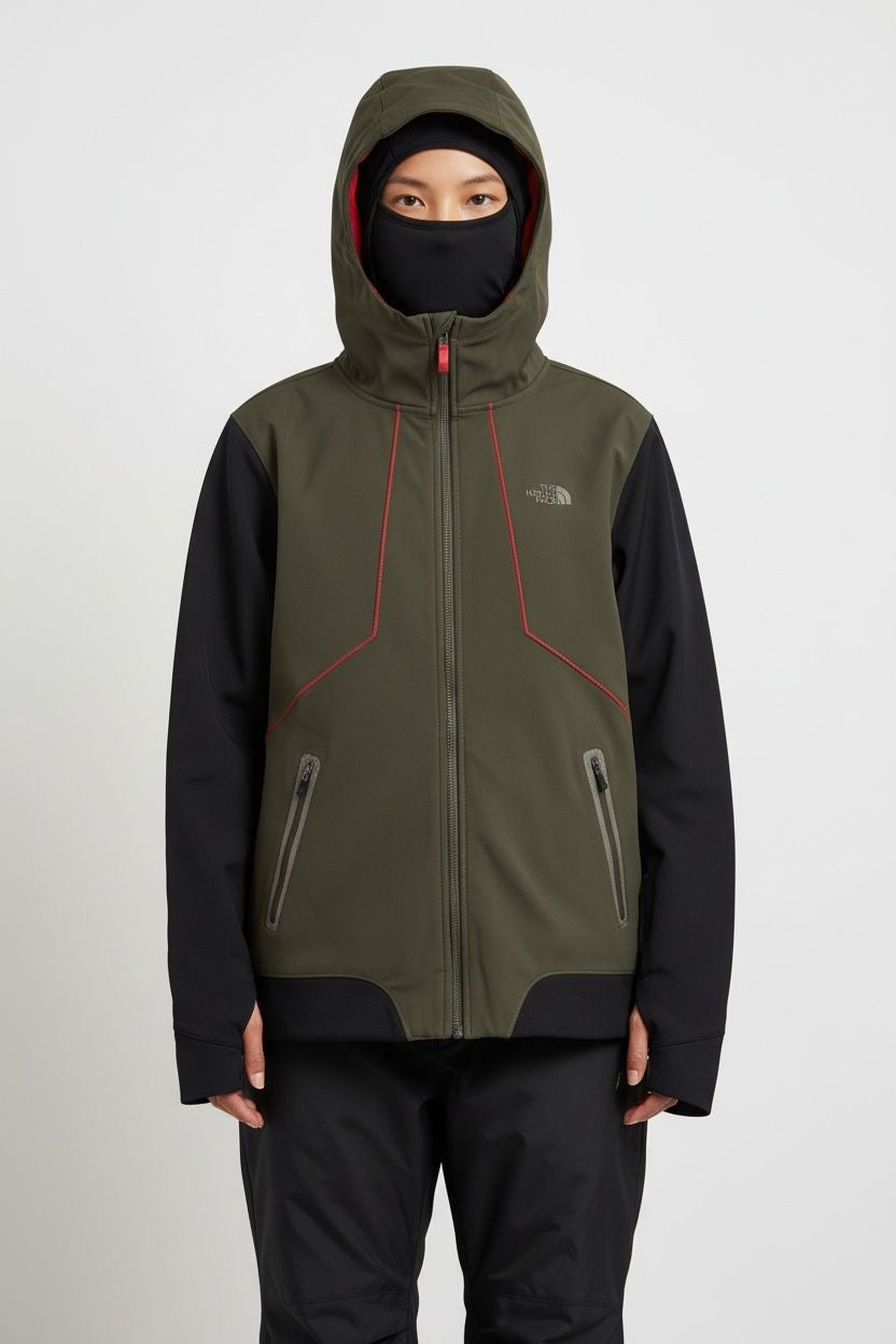 TNF CHAMARRA VERDE TELA GRUESA POCO RÍGIDA, COMO CORTAVIENTOS. XL DE DAMA.
